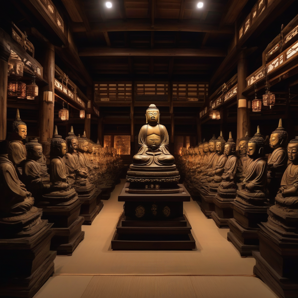 kyoto realistic wooden buddha statues dim candlelight by मुफ्त एआई छवि जनरेटर - बिना लॉगिन के✨ | AIGAZOU