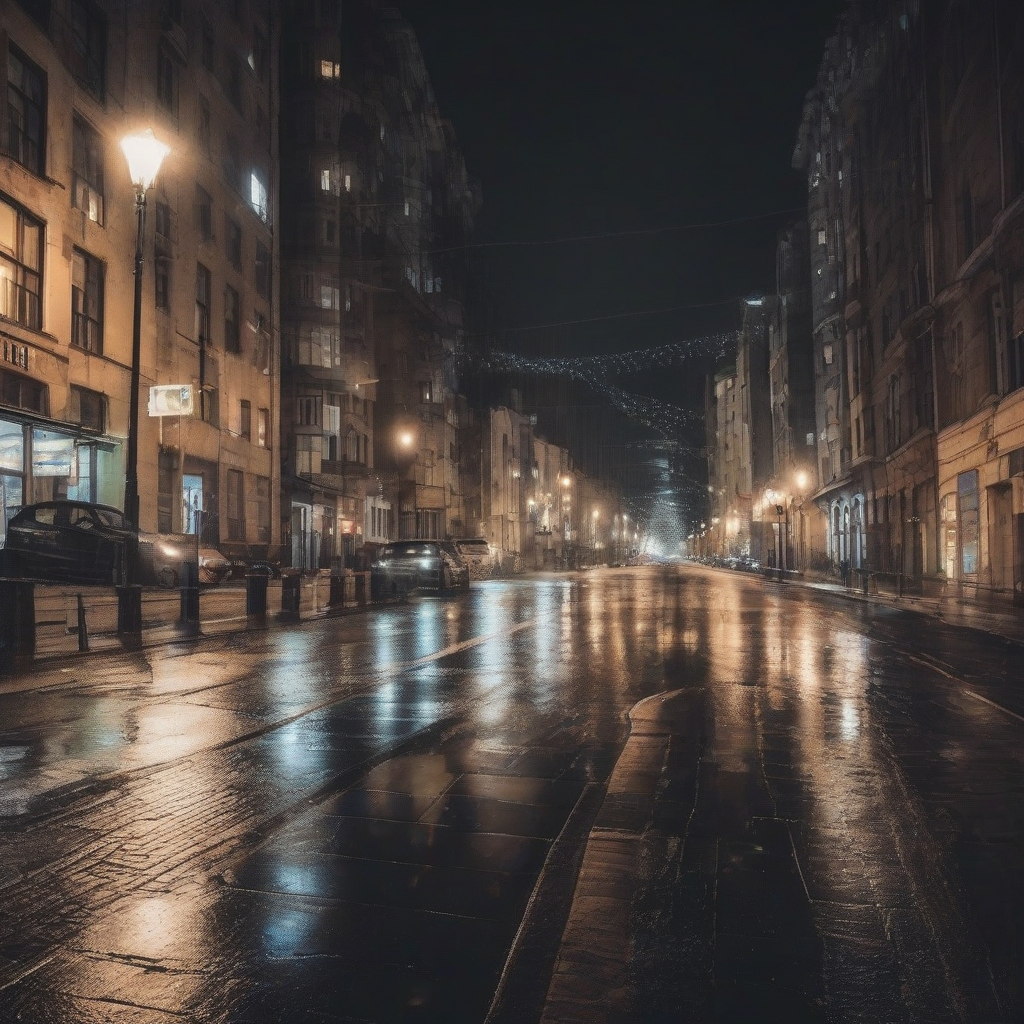 city night street photo size by मुफ्त एआई छवि जनरेटर - बिना लॉगिन के✨ | AIGAZOU