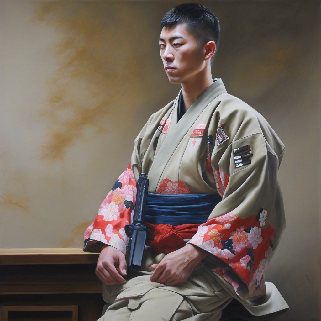 realistic painting soldier kimono by मुफ्त एआई छवि जनरेटर - बिना लॉगिन के✨ | AIGAZOU