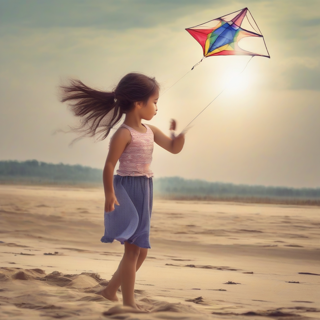 a little girl flying a kite by मुफ्त एआई छवि जनरेटर - बिना लॉगिन के✨ | AIGAZOU