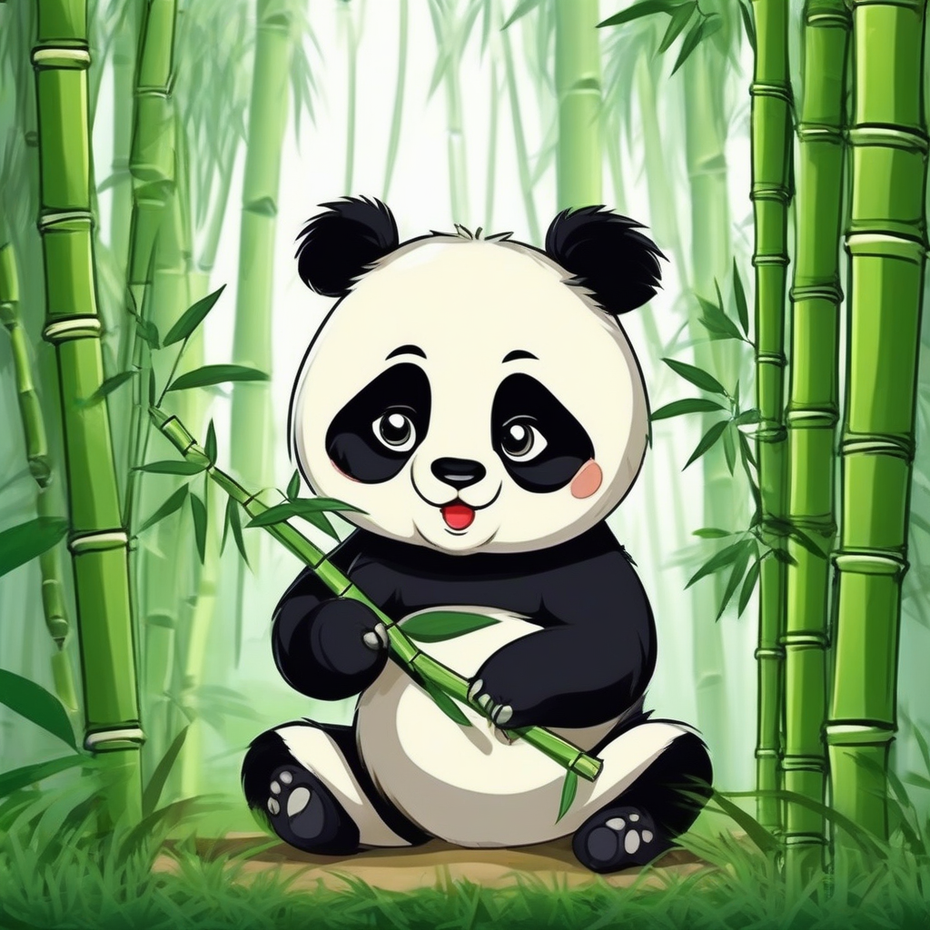 a cute panda eating bamboo in a bamboo forest by मुफ्त एआई छवि जनरेटर - बिना लॉगिन के✨ | AIGAZOU