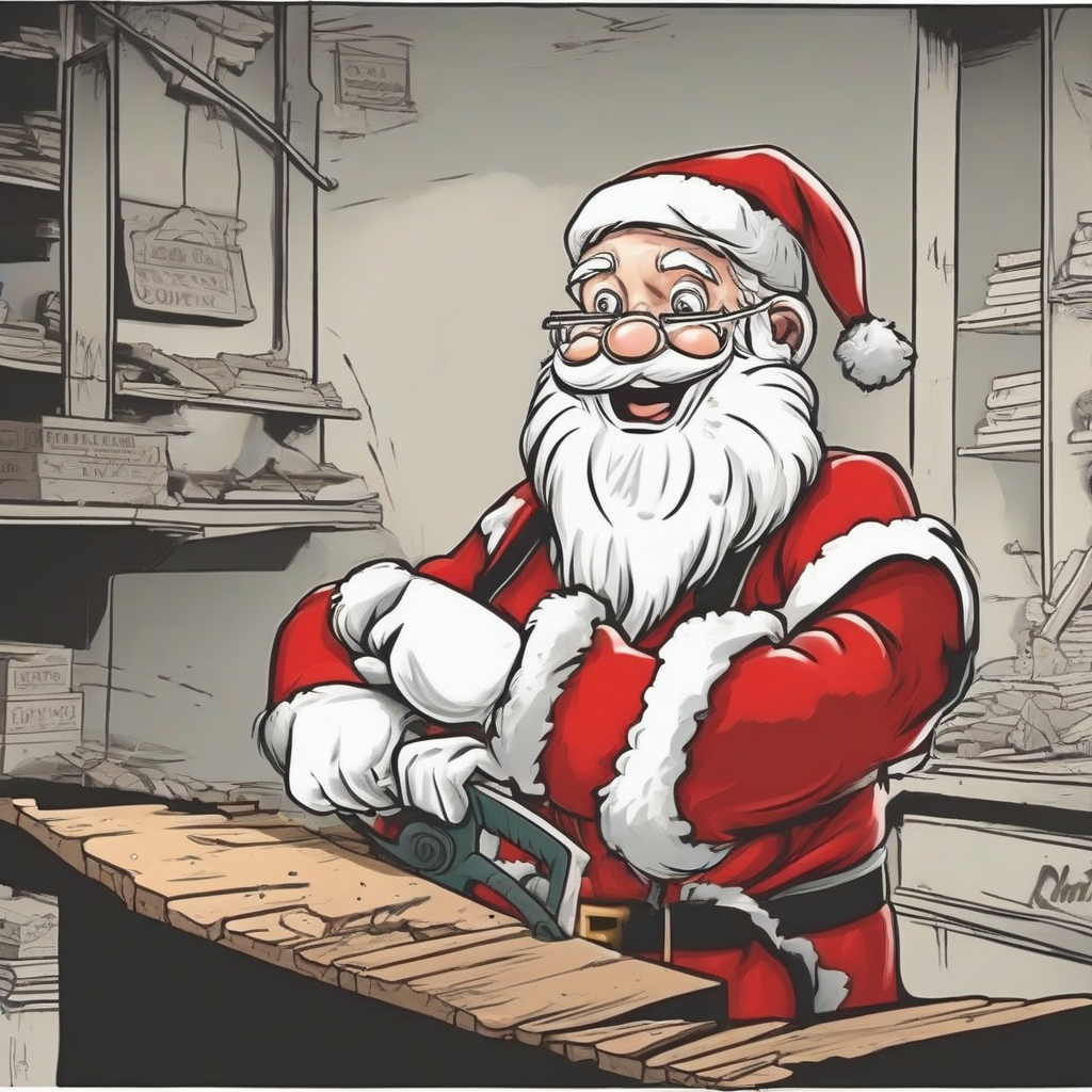 santa claus working with a saw cartoon by मुफ्त एआई छवि जनरेटर - बिना लॉगिन के✨ | AIGAZOU