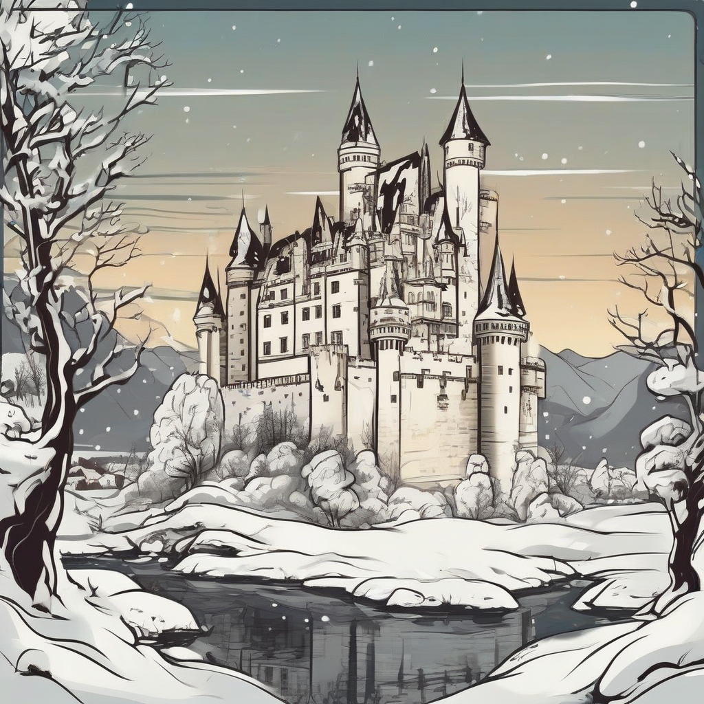 castle with winter landscape in comic style by Générateur d'images par IA gratuit - Aucune connexion nécessaire✨ | AIGAZOU