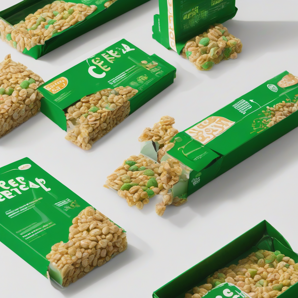 green packaging for cereal bar without name by मुफ्त एआई छवि जनरेटर - बिना लॉगिन के✨ | AIGAZOU