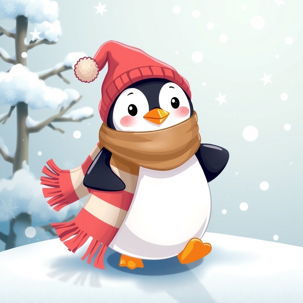 penguin with scarf in snow by मुफ्त एआई छवि जनरेटर - बिना लॉगिन के✨ | AIGAZOU