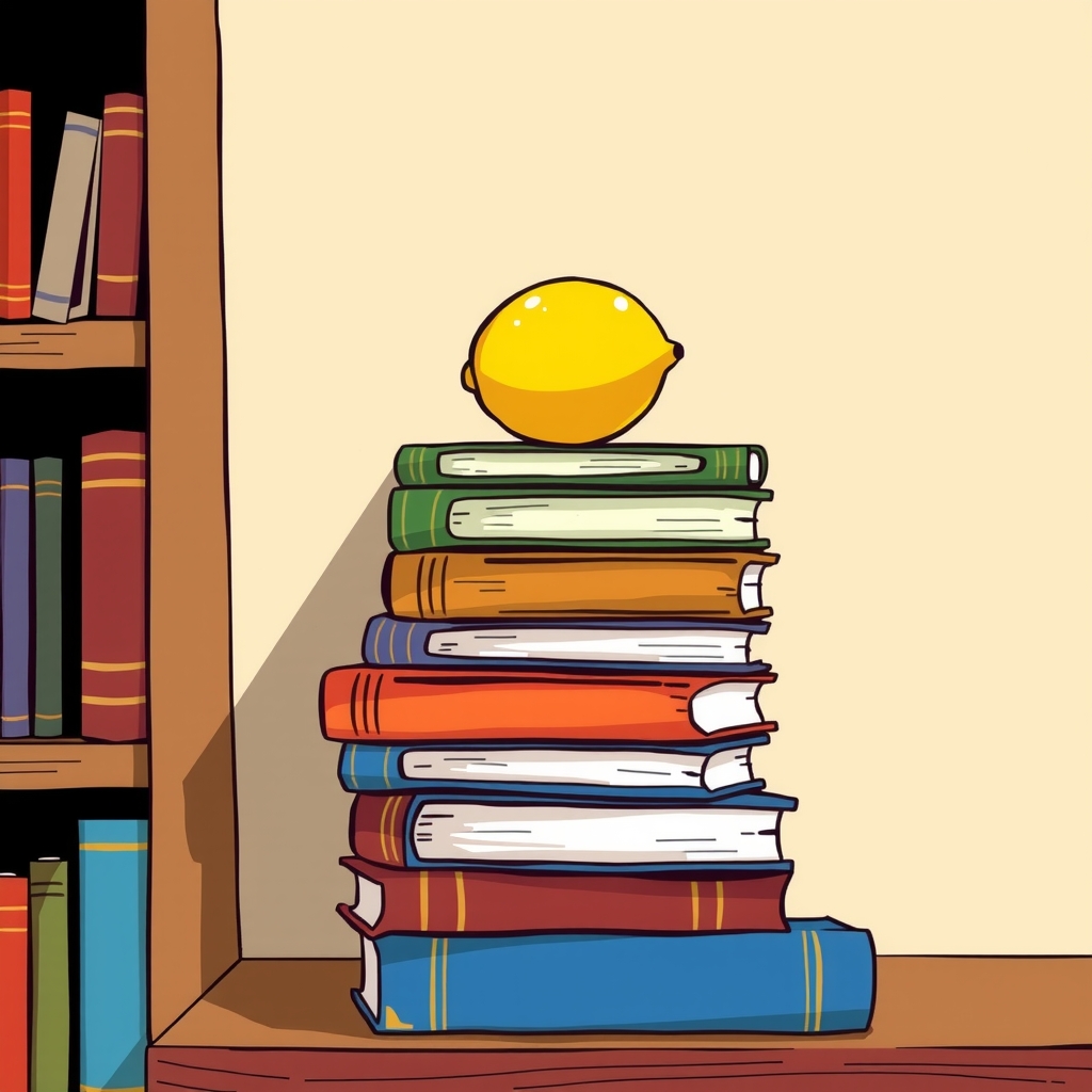 a lemon on books on a bookshelf by Générateur d'images par IA gratuit - Aucune connexion nécessaire✨ | AIGAZOU