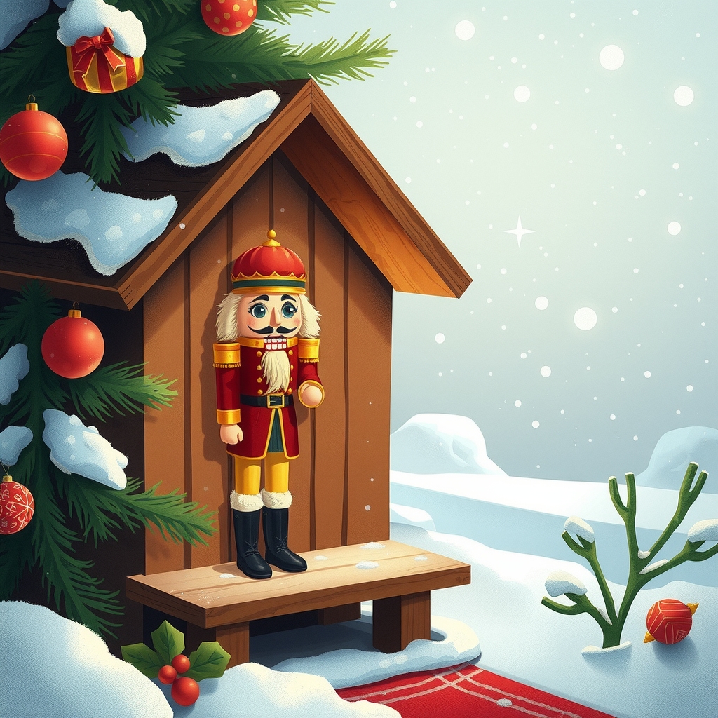 nutcracker in a winter house with under the christmas tree by मुफ्त एआई छवि जनरेटर - बिना लॉगिन के✨ | AIGAZOU