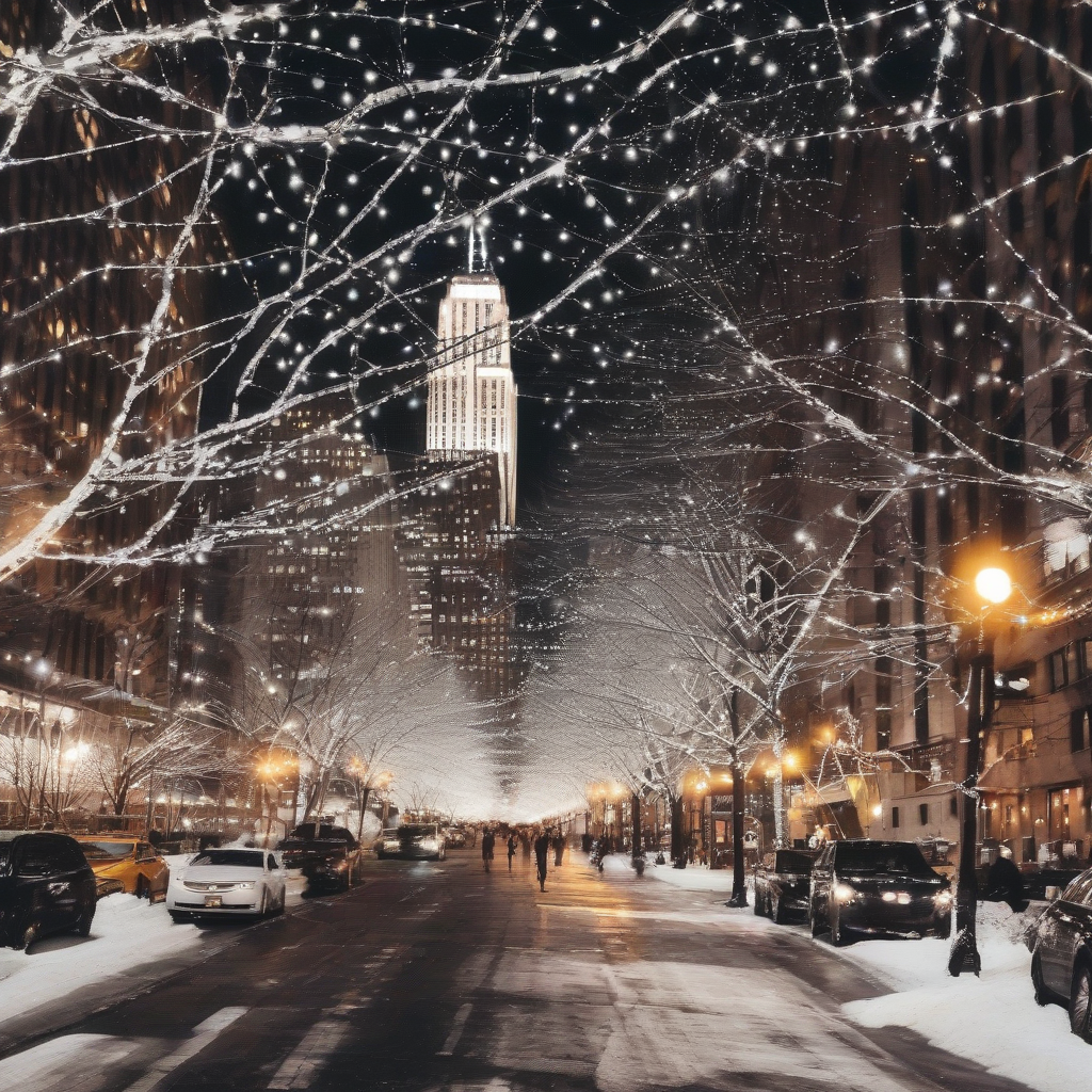 white christmas in new york many lights night by मुफ्त एआई छवि जनरेटर - बिना लॉगिन के✨ | AIGAZOU