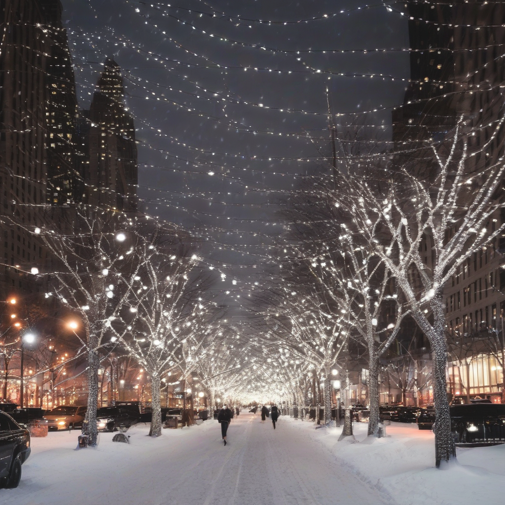 white christmas in new york many lights night by मुफ्त एआई छवि जनरेटर - बिना लॉगिन के✨ | AIGAZOU