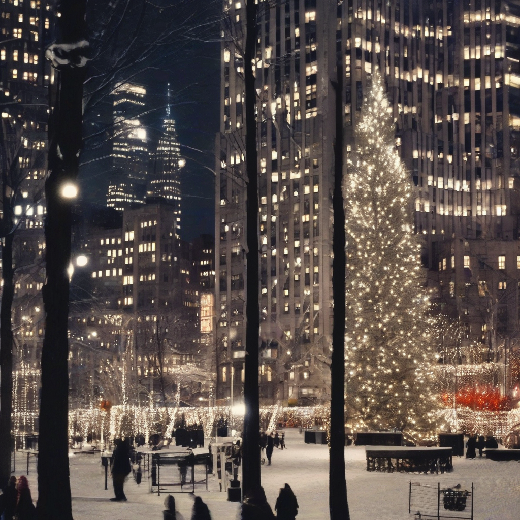 white christmas in new york many lights night by मुफ्त एआई छवि जनरेटर - बिना लॉगिन के✨ | AIGAZOU