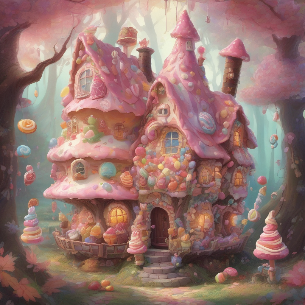 a shiny house of sweets in a fantasy forest by मुफ्त एआई छवि जनरेटर - बिना लॉगिन के✨ | AIGAZOU