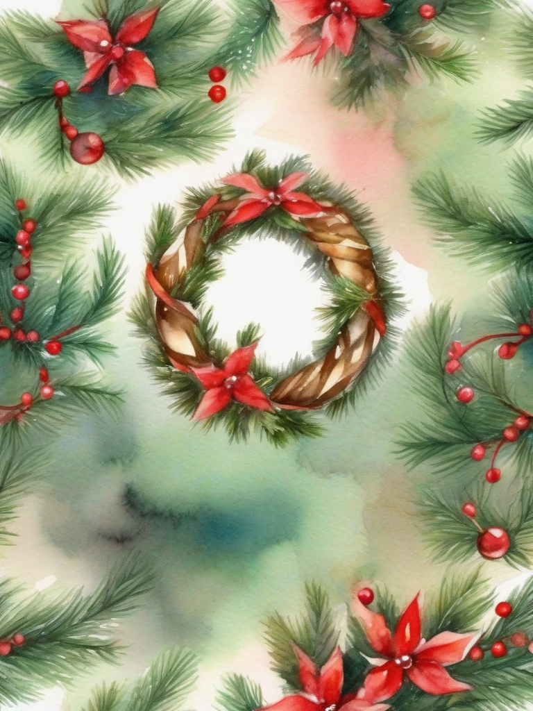 christmas wreath illumination watercolor by मुफ्त एआई छवि जनरेटर - बिना लॉगिन के✨ | AIGAZOU