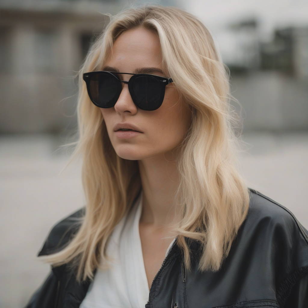 blonde woman without makeup with black sunglasses by Générateur d'images par IA gratuit - Aucune connexion nécessaire✨ | AIGAZOU