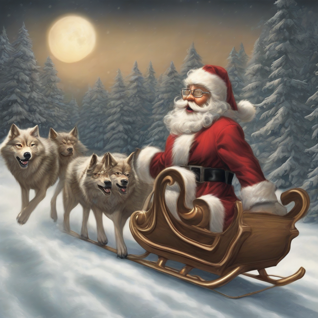 santa claus sleigh pulled by wolves by मुफ्त एआई छवि जनरेटर - बिना लॉगिन के✨ | AIGAZOU