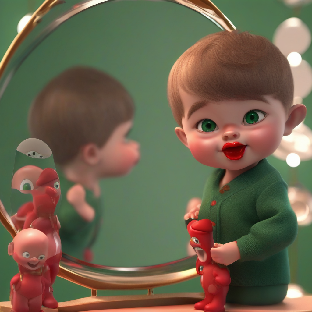 mischievous boy 3d model with red glitter lips by Free AI Image Generator & Maker - No login required✨ | AIGAZOU