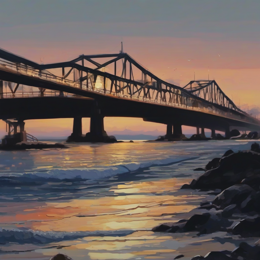 sunset sea and bridge by मुफ्त एआई छवि जनरेटर - बिना लॉगिन के✨ | AIGAZOU