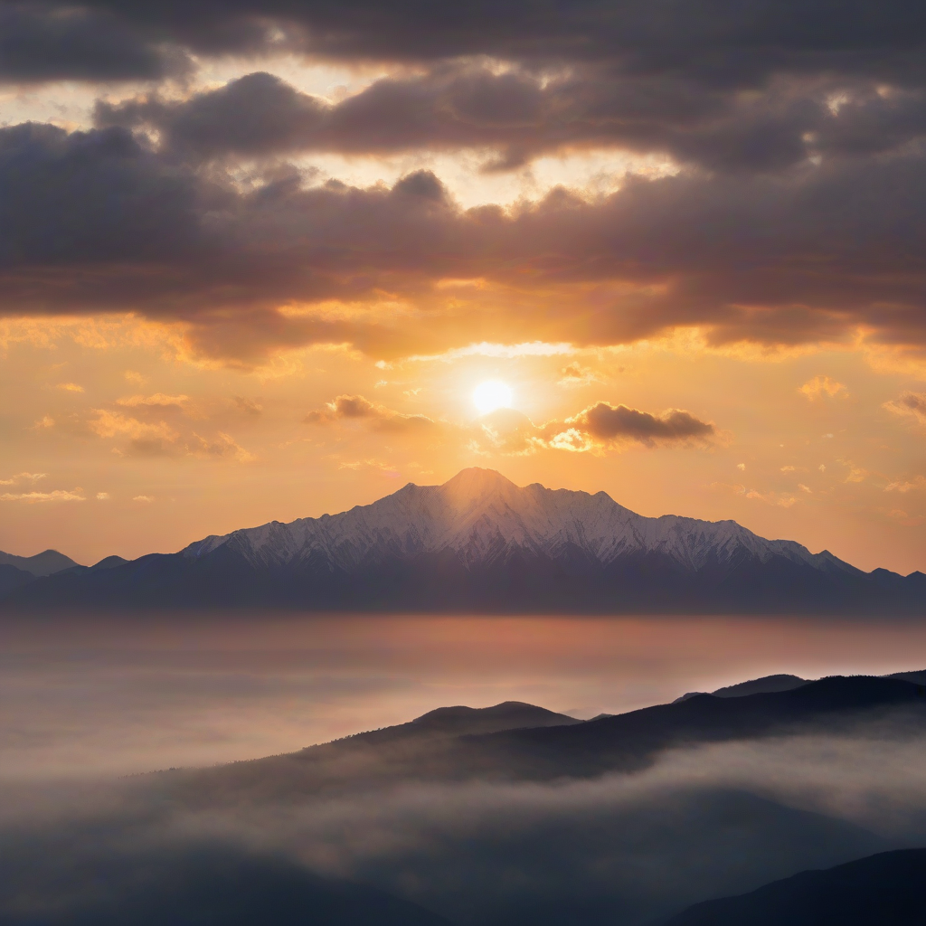 sunrise photo with sun bright sky clouds and mountains by मुफ्त एआई छवि जनरेटर - बिना लॉगिन के✨ | AIGAZOU