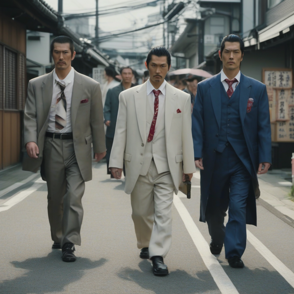 several yakuza walking in a row by मुफ्त एआई छवि जनरेटर - बिना लॉगिन के✨ | AIGAZOU