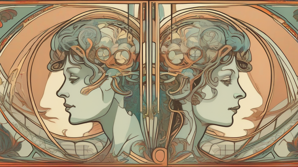 right brain and left brain in art nouveau style by मुफ्त एआई छवि जनरेटर - बिना लॉगिन के✨ | AIGAZOU