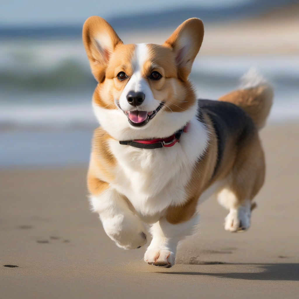 running along the coast welsh corgi by मुफ्त एआई छवि जनरेटर - बिना लॉगिन के✨ | AIGAZOU