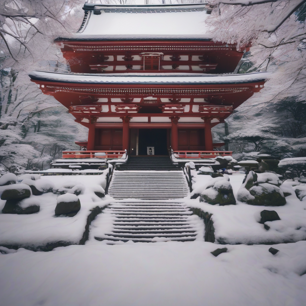 winter temples in japan with glasses by मुफ्त एआई छवि जनरेटर - बिना लॉगिन के✨ | AIGAZOU