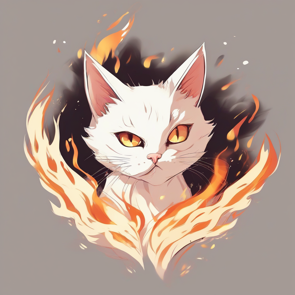 anime style fluffy animal with white fur surrounded by flames by मुफ्त एआई छवि जनरेटर - बिना लॉगिन के✨ | AIGAZOU