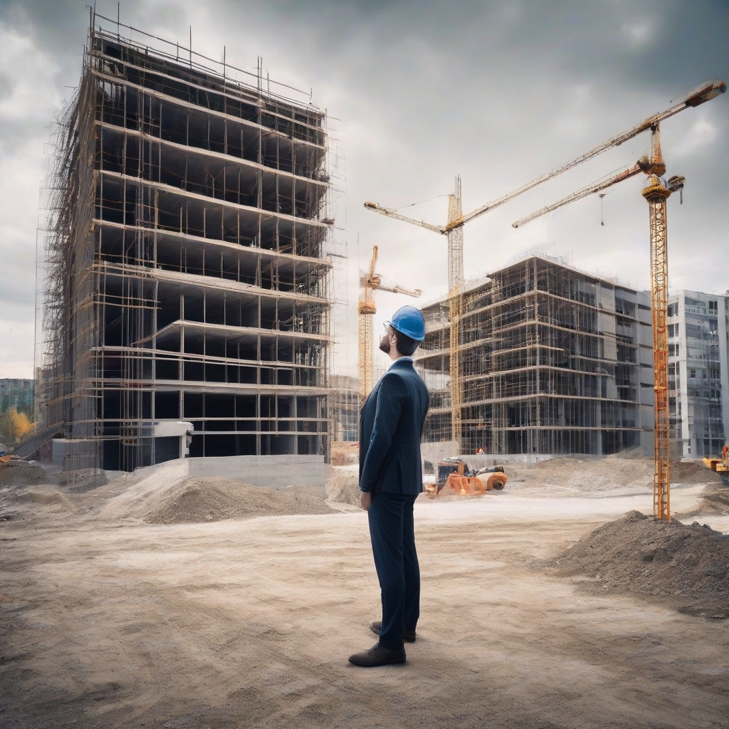 standing at the construction site of a building by Générateur d'images par IA gratuit - Aucune connexion nécessaire✨ | AIGAZOU