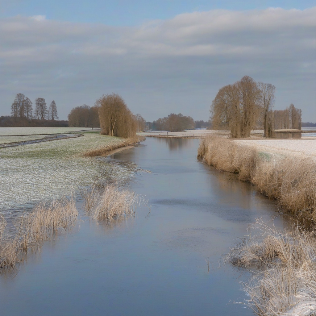 schleswig holstein winter blue sky river rantzau by मुफ्त एआई छवि जनरेटर - बिना लॉगिन के✨ | AIGAZOU