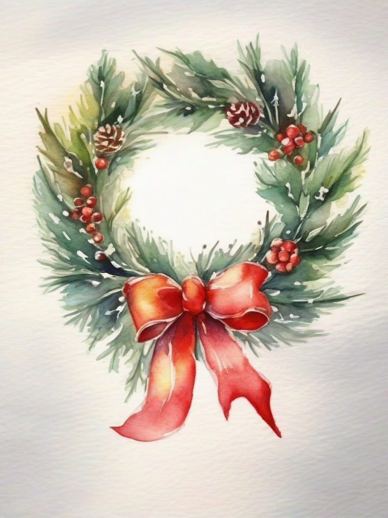 christmas wreath illumination watercolor by मुफ्त एआई छवि जनरेटर - बिना लॉगिन के✨ | AIGAZOU