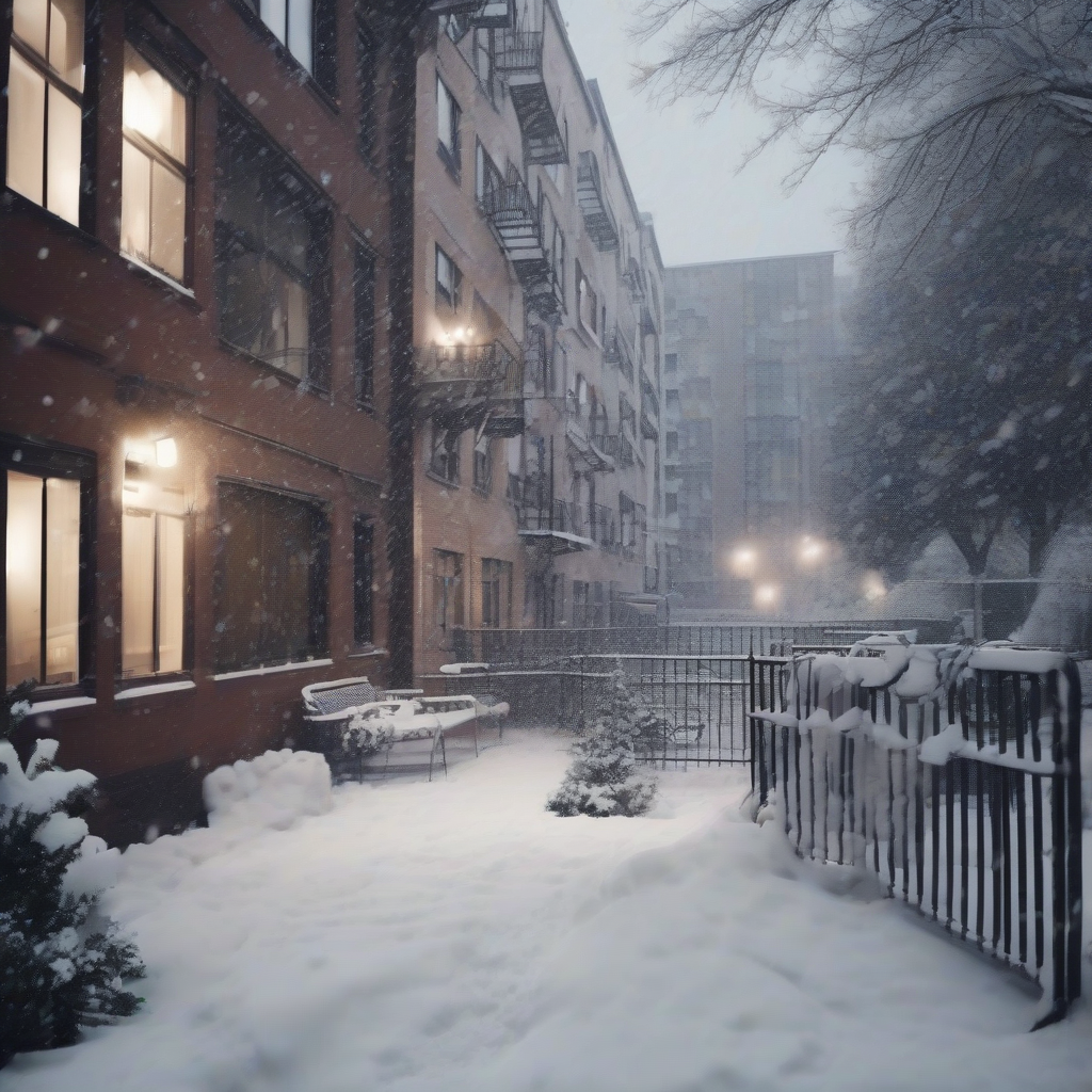 snow falling apartment scenery by मुफ्त एआई छवि जनरेटर - बिना लॉगिन के✨ | AIGAZOU