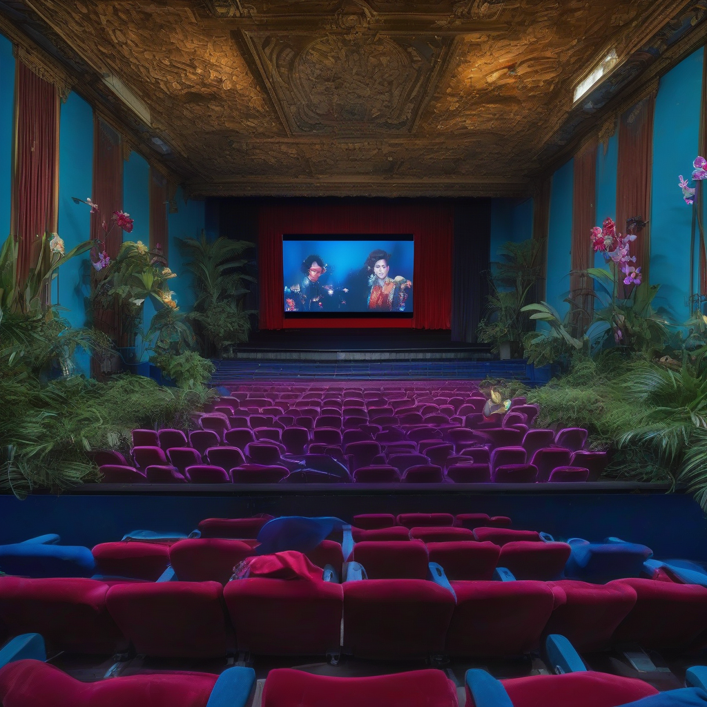 a cinema hall with blooming orchids by मुफ्त एआई छवि जनरेटर - बिना लॉगिन के✨ | AIGAZOU