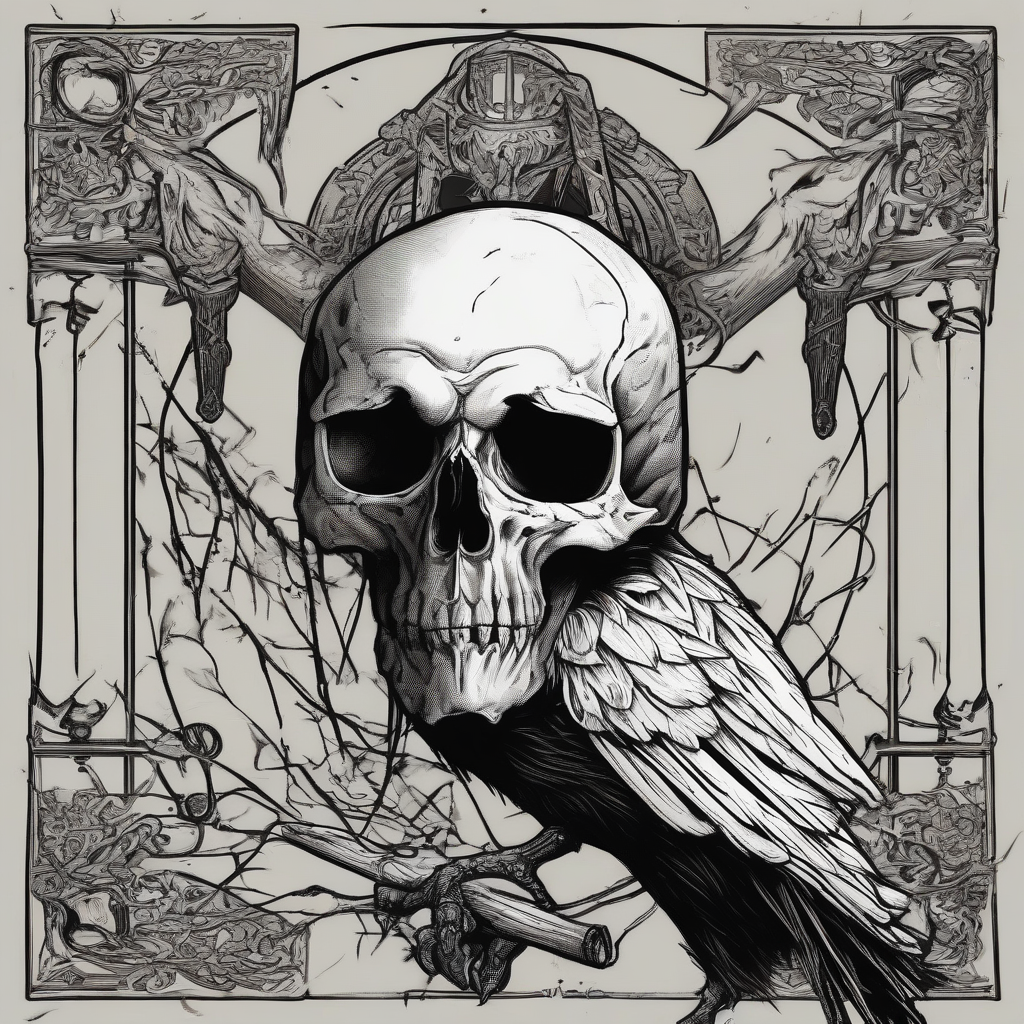 a majestic raven resting on a viking skull by Free AI Image Generator & Maker - No login required✨ | AIGAZOU