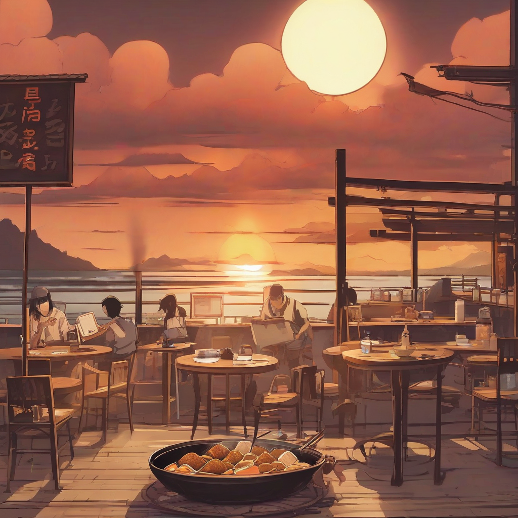 stylish oden background with intense sunset by 免费AI图像生成工具 | AIGAZOU