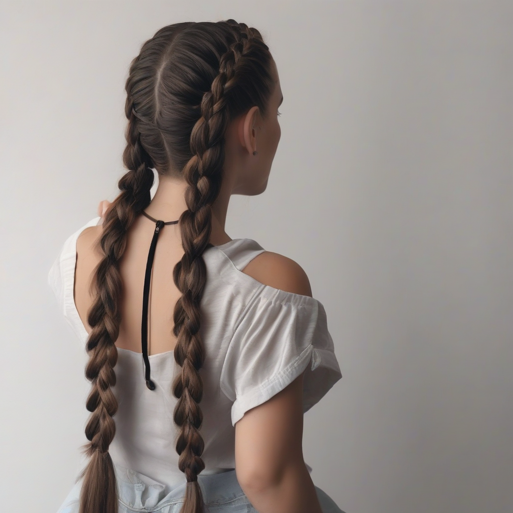 brown haired girl with two dutch braids by मुफ्त एआई छवि जनरेटर - बिना लॉगिन के✨ | AIGAZOU