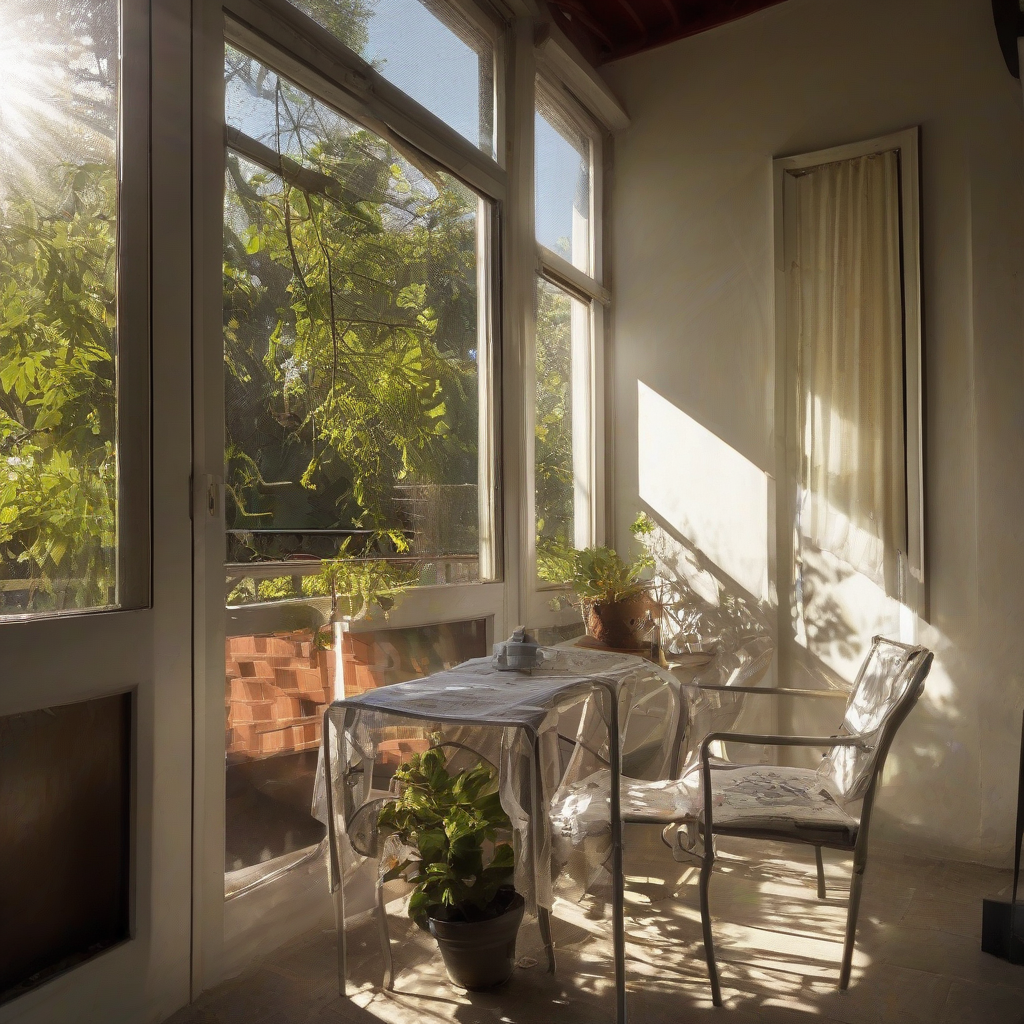 apartment veranda window afternoon sunlight by मुफ्त एआई छवि जनरेटर - बिना लॉगिन के✨ | AIGAZOU