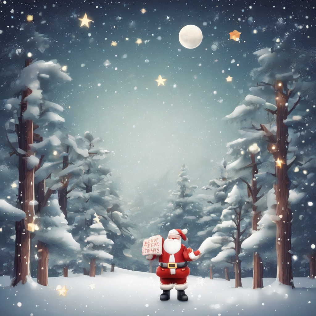 happy christmas snow trees santa stars by Free AI Image Generator & Maker - No login required✨ | AIGAZOU