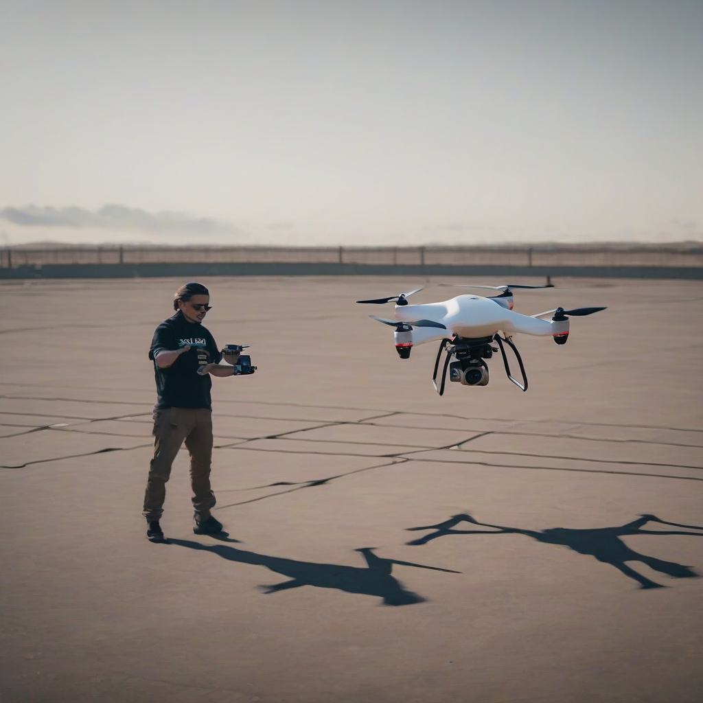 person operating a drone by मुफ्त एआई छवि जनरेटर - बिना लॉगिन के✨ | AIGAZOU