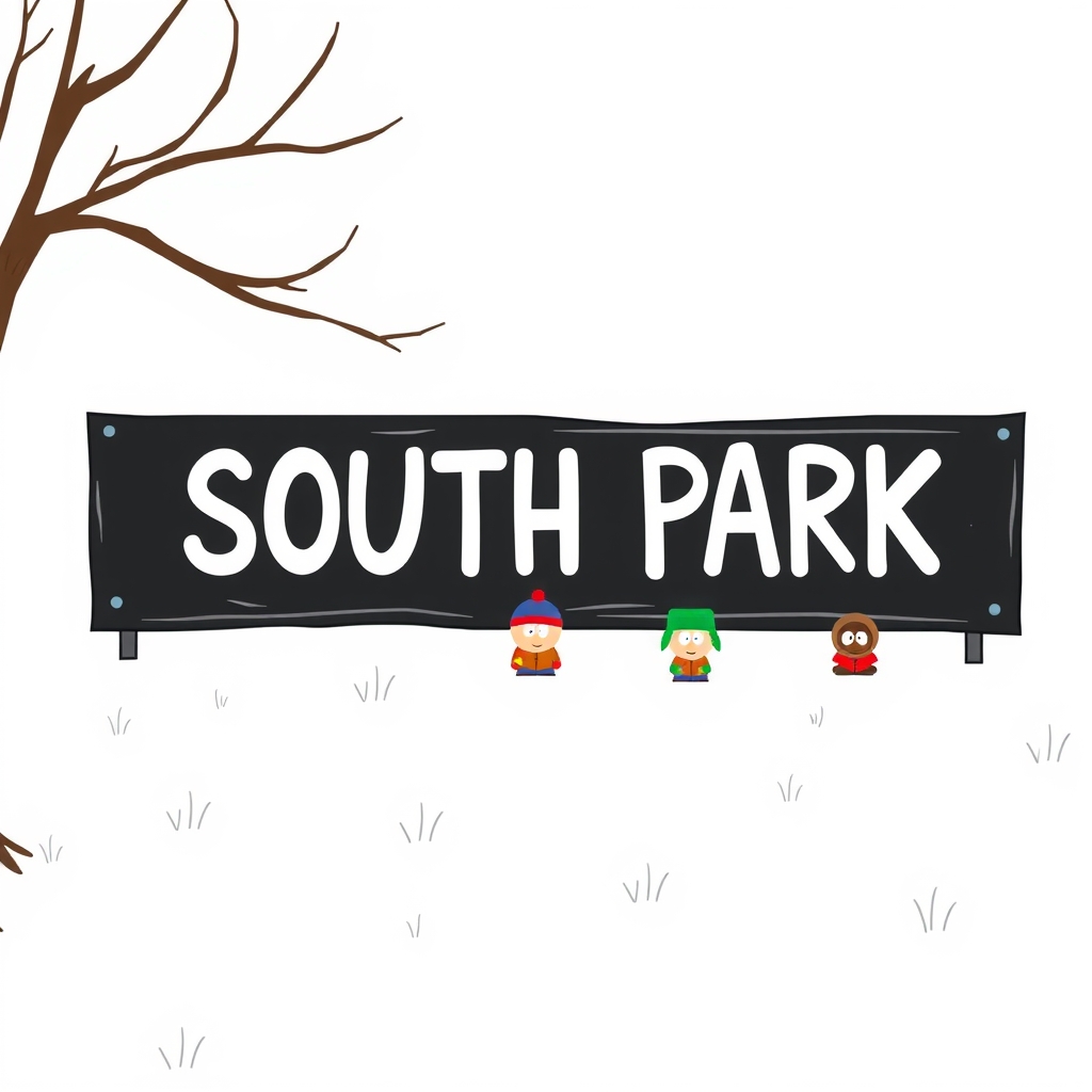 long banner black white background south park design nailed by मुफ्त एआई छवि जनरेटर - बिना लॉगिन के✨ | AIGAZOU