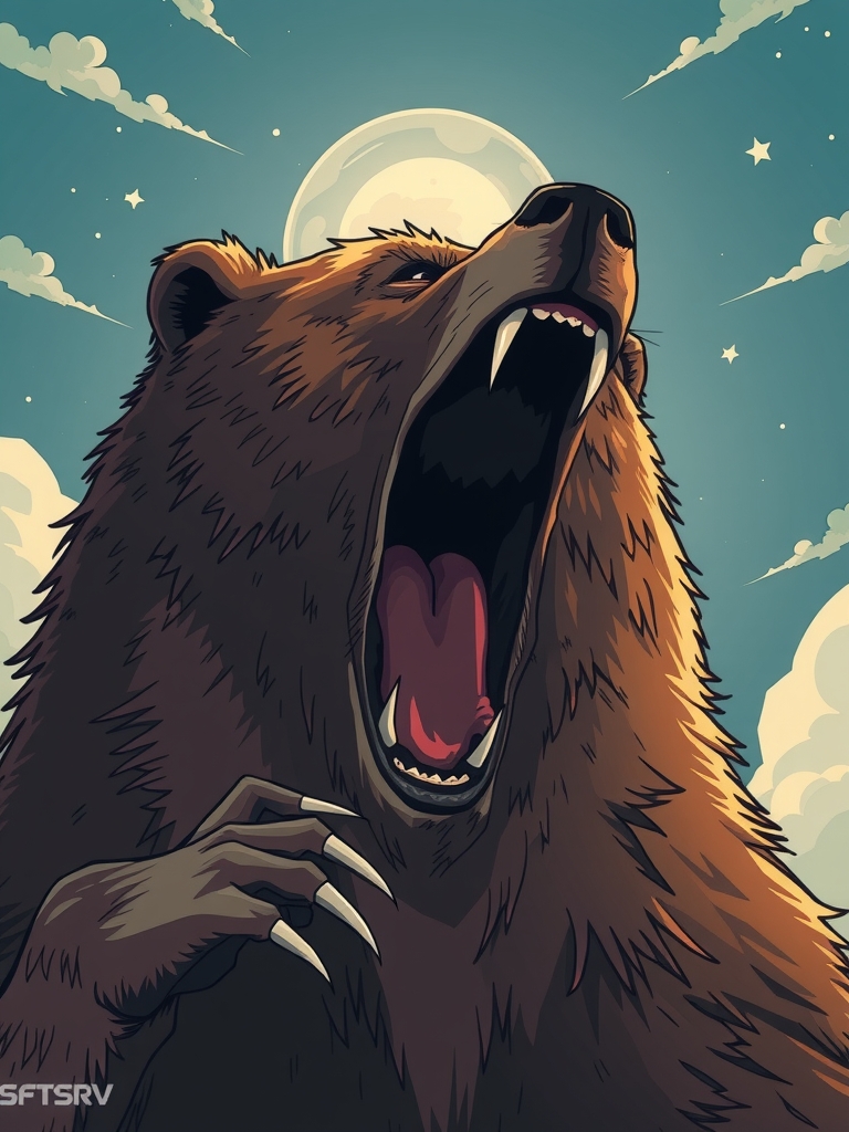 the russian bear opens its mouth shows sharp claws and ascends to the sky by Free AI Image Generator & Maker - No login required✨ | AIGAZOU