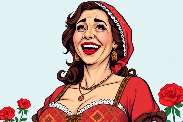 grinning traditional turkish woman with large chest half dressed sticking tongue out of red mouth by Free AI Image Generator & Maker - No login required✨ | AIGAZOU