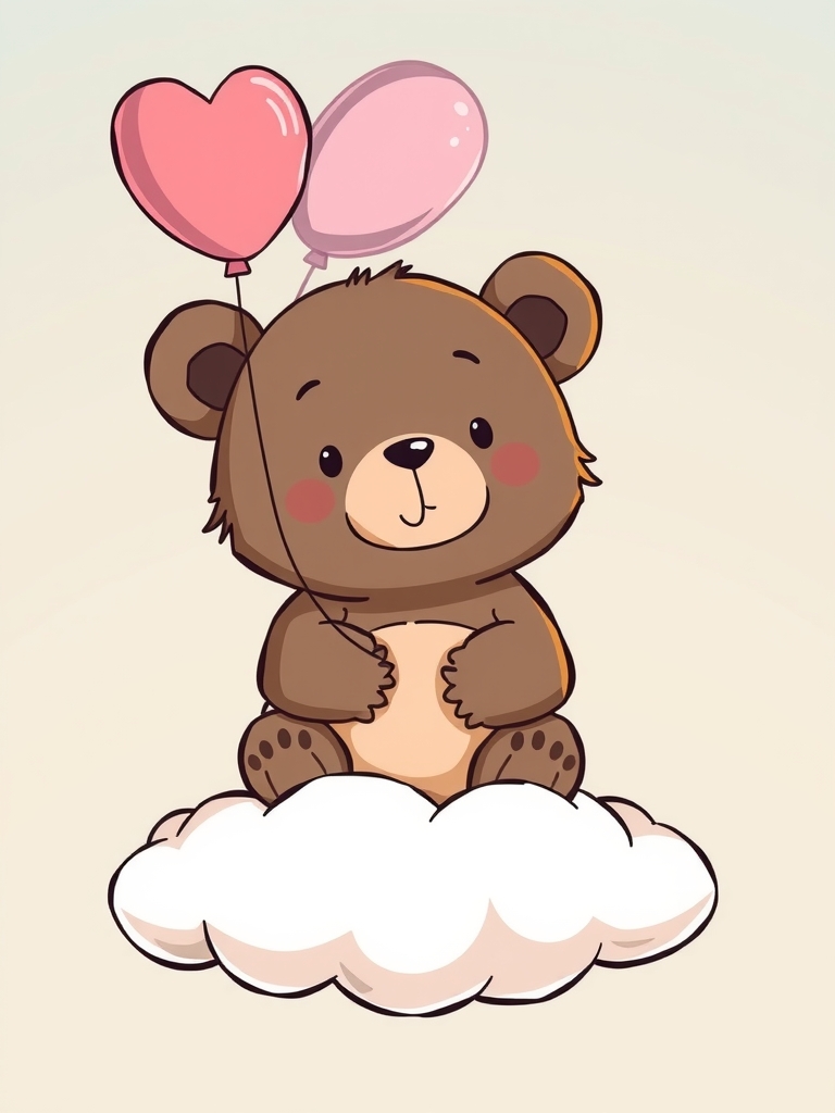 cuddly silly bear on cloud with pink balloons by मुफ्त एआई छवि जनरेटर - बिना लॉगिन के✨ | AIGAZOU