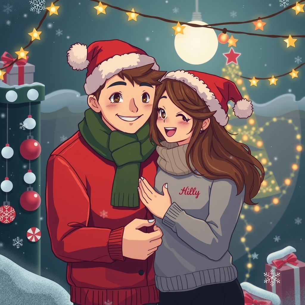 christmas night couple by मुफ्त एआई छवि जनरेटर - बिना लॉगिन के✨ | AIGAZOU