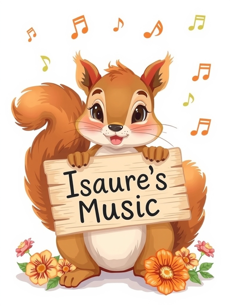 cute squirrel with music notes and flowers by मुफ्त एआई छवि जनरेटर - बिना लॉगिन के✨ | AIGAZOU