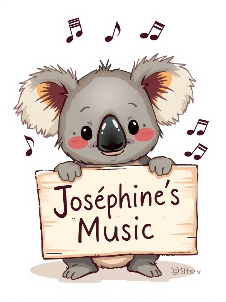 little koala holds a sign with josephine s music by मुफ्त एआई छवि जनरेटर - बिना लॉगिन के✨ | AIGAZOU