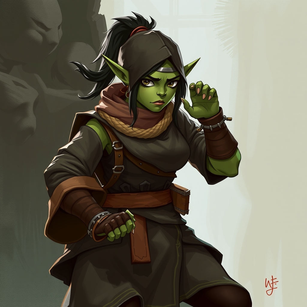 female half orc monk apeuree by मुफ्त एआई छवि जनरेटर - बिना लॉगिन के✨ | AIGAZOU