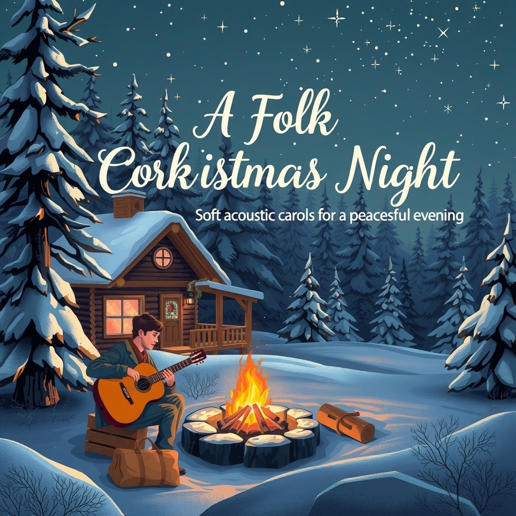 a folk christmas night soft acoustic carols for a peaceful evening by Générateur d'images par IA gratuit - Aucune connexion nécessaire✨ | AIGAZOU