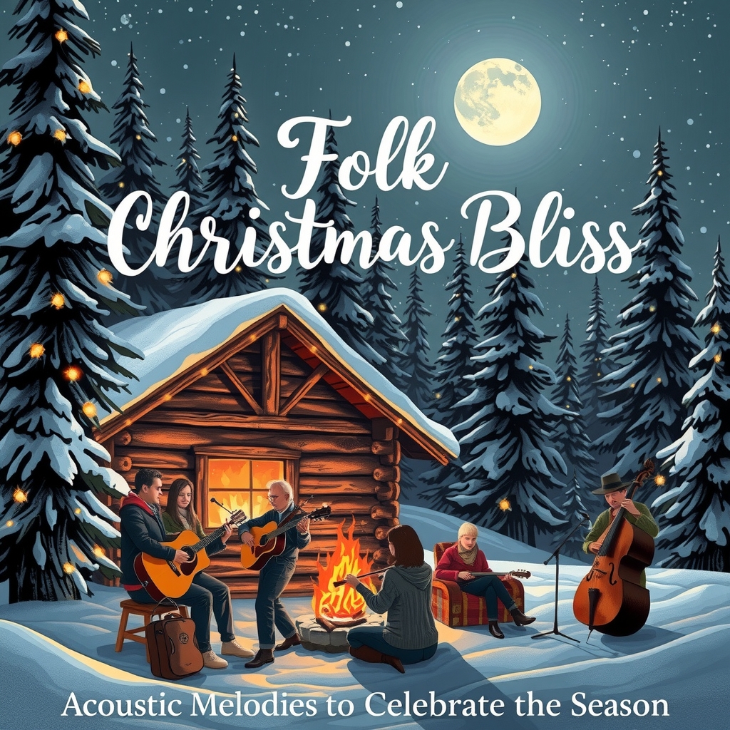 folk christmas bliss acoustic melodies to celebrate the season by Générateur d'images par IA gratuit - Aucune connexion nécessaire✨ | AIGAZOU