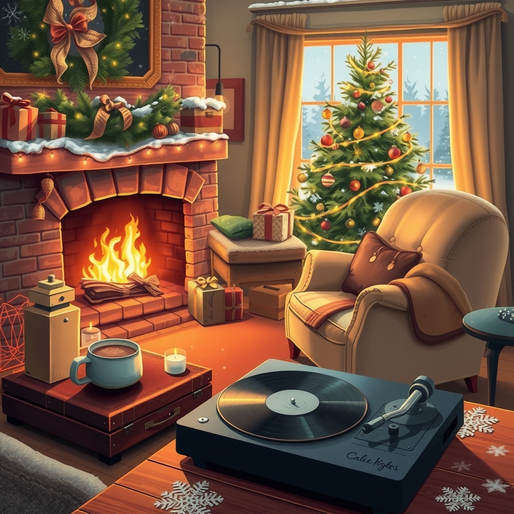 cozy christmas music soft tunes for relaxing by the fire by मुफ्त एआई छवि जनरेटर - बिना लॉगिन के✨ | AIGAZOU