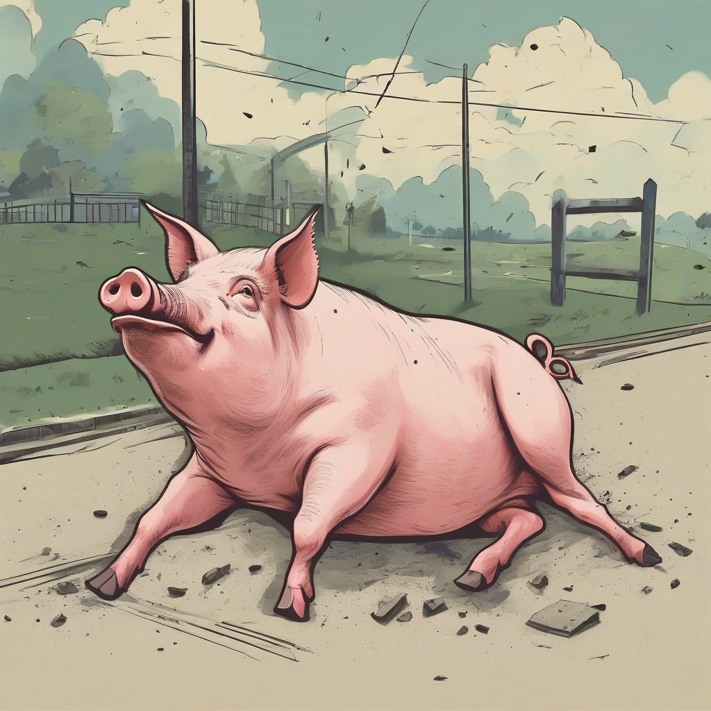 collision with a pig by Free AI Image Generator & Maker - No login required✨ | AIGAZOU