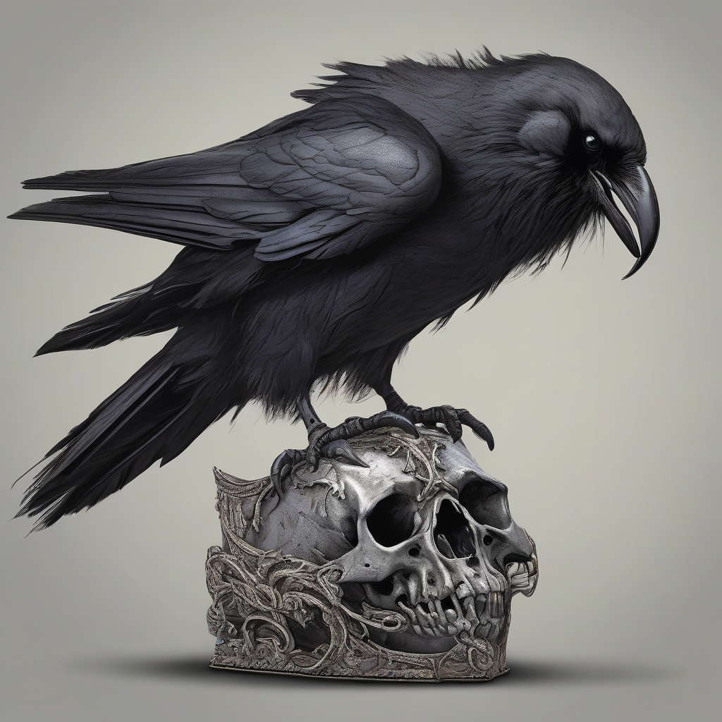 a majestic raven resting on a viking skull by मुफ्त एआई छवि जनरेटर - बिना लॉगिन के✨ | AIGAZOU